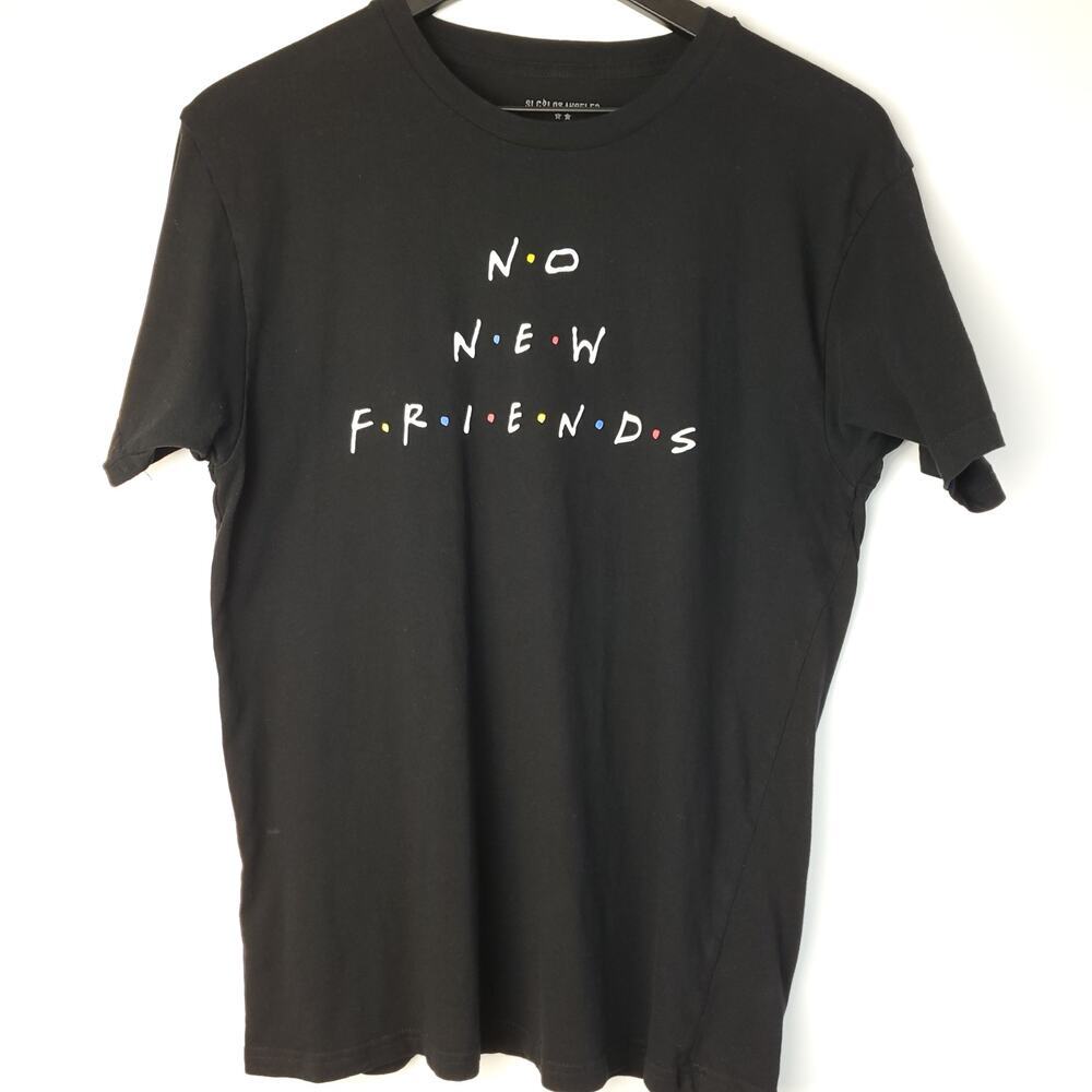 SLC Los Angeles Black‎ Cotton Graphic Tee No New Friends Size M